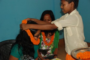 We were given flower 'malas' ...